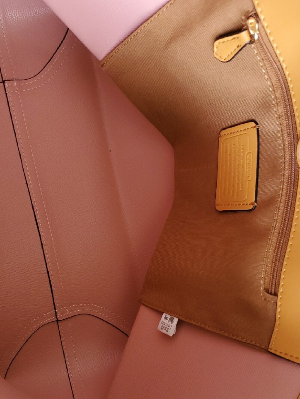 Coach Pink Signature Tote with Tan Trim - Picture 7 of 16